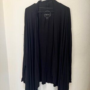 Open Front Cardigan - Black Minimalist feminine flowy dark romantic 3X soft knit